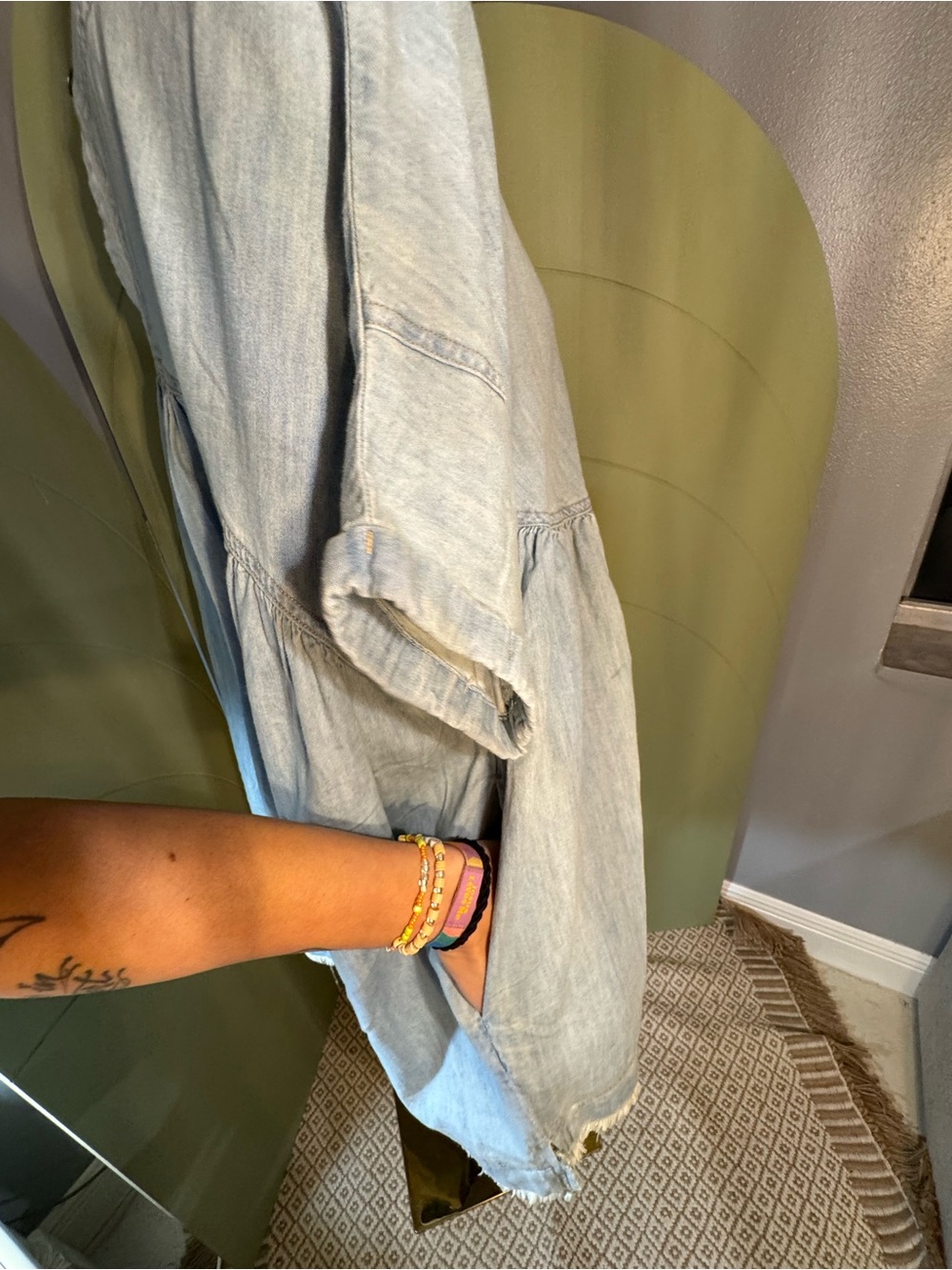 We The Free Light Blue Washed Denim Babydoll Tunic - Picture 4 of 6